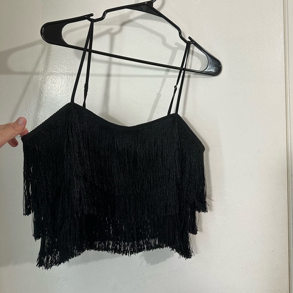 Forever 21, fringe black crop tank top - Picture 8 of 9